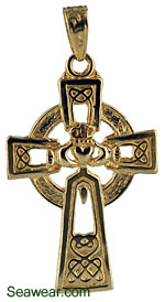 14kt gold Claddagh cross made in Irealnd