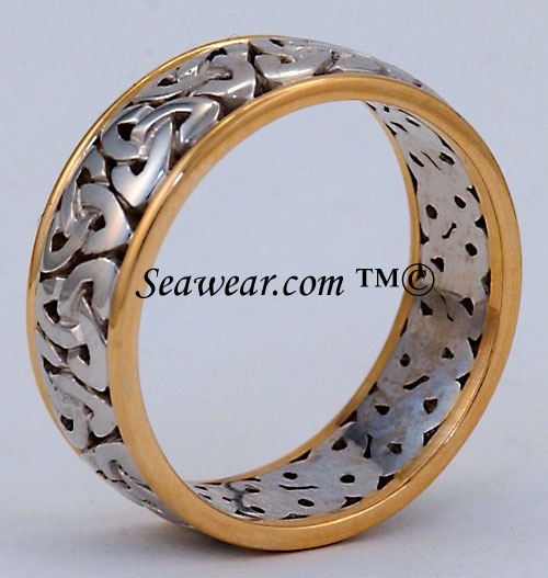 two tone trinity knot ring wedding band