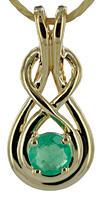14kt Celtic love knot pendant with 1/3ct emerald