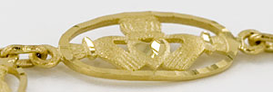 14kt satin and diamond cut Claddagh bracelet