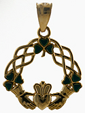 14kt Celtic knots and Claddagh with eneamel sharmocks