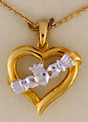 14kt heart and Claddagh necklace set from Ireland