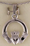 14kt white gold Claddach pendant and chain necklace