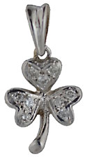 14kt white gold shamrock with nine diamonds