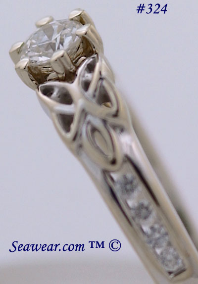 close up of diamond Celtic engagement ring