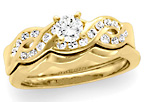 14kt Celtic weave diamond engagement ring and wedding band