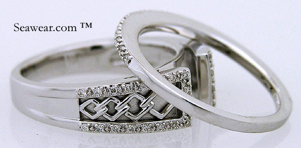 white gold Celtic engagement wedding set