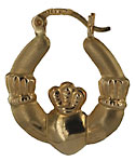 14kt yellow puffed claddagh earrings