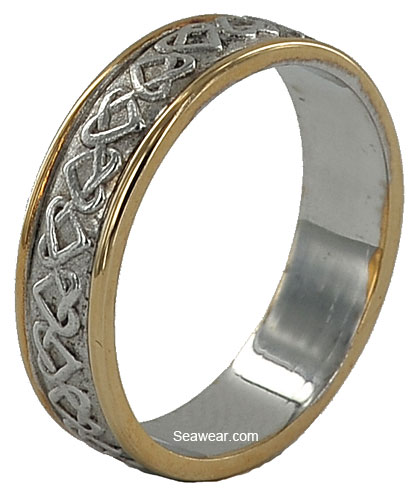 two tone gold Celtic love knot wedding band