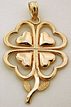 detailed 14k four leave clover pendant