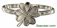 white gold four leaf shamrock clover ring