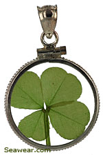 genuine four leaf clover bezel necklace pendant