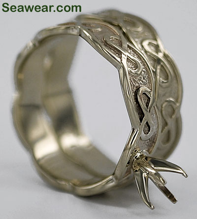 white gold Celtic wedding engagement set