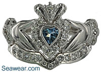 aquamarine Claddagh wedding set