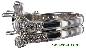 Claddagh wedding band and engagement ring settings