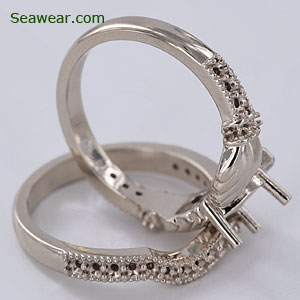 Claddagh engagement ring setting and matching wedding band setting