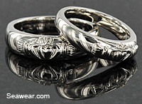 platinum Claddagh wedding band set