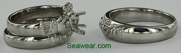 3 ring Claddagh wedding set in platinum