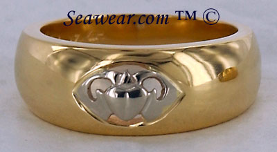 14kt two tone Claddagh wedding band