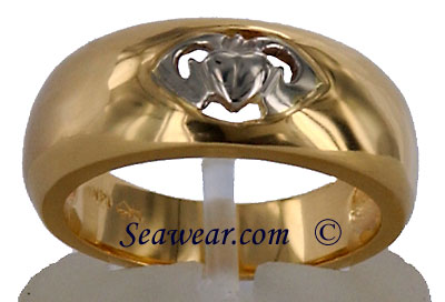 14k two tone Claddagh wedding rings