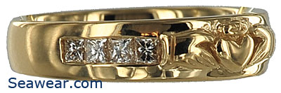ladies diamond Claddagh wedding ring