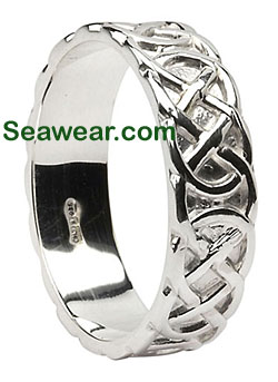 white gold Celtic love knot band