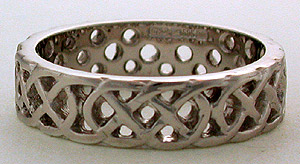 white gold pierced Celtic love know wedding ring