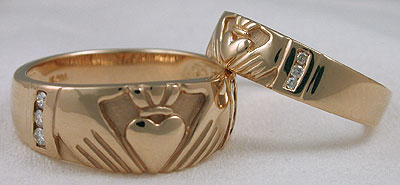 diamond Claddagh wedding bands