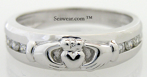 gents diamond Claddagh wedding band