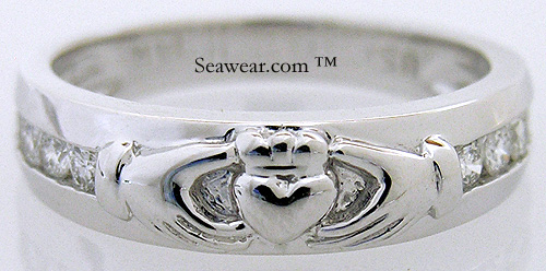 ladies diamond Claddagh wedding band