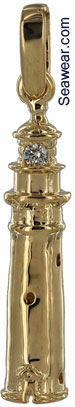 14kt gold Cape May NJ lighthouse with .05ct diamond