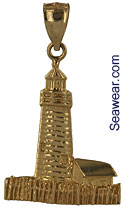 14kt gold Pemaquid Point ME lighthouse necklace pendant