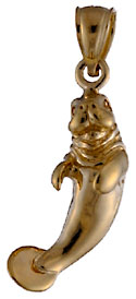 gold young sea cow jewelry pendant