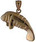 14k gold and wrinkled manatee jewelry pendant