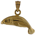 14k polished manatee looking at you pendant