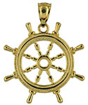 3D ships wheel in 14kt gold one inch across