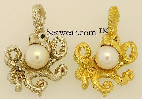 gold octopus with diamonds, sapphires and pearls