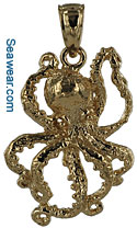 medium 14kt gold octopus charm