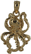 small 14kt gold octopus pendant charm for necklace