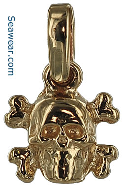 14k Yellow Gold Skeleton Dagger Skull Pirate Charm Pendant 2 grams