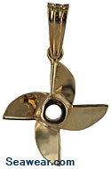 14k gold small four blade racing cleaver propeller necklace pendant charm
