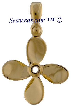 14mm x 10mm Solid 14k Yellow Gold 3-D 3 Blades Propeller Charm Pendant 