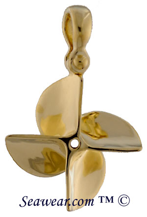 Solid 14k Yellow Gold 3-D 3 Blades Propeller Charm Pendant 14mm x 10mm 
