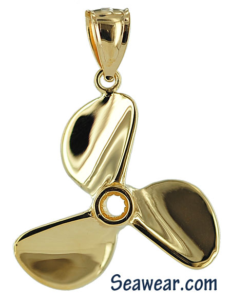 Silver Yellow Plated Propeller Pendant 51mm 