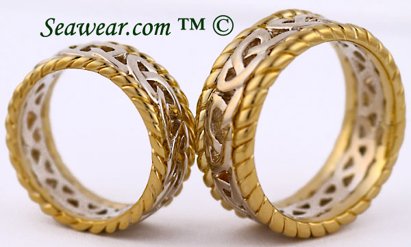 Celtic sailor wedding bands side view