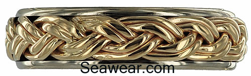14kt high polished double hand braid on 14kt white ring
