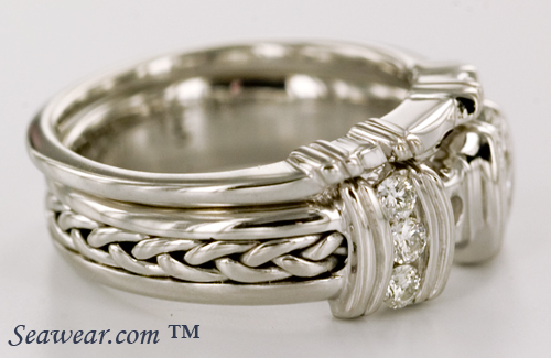 white gold braid diamond wedding set