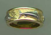 white gold marlin on yellow gold ring