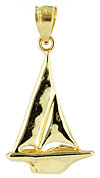 polished gold sailboat sloop necklace pendant