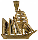 14kt tall ship pendant